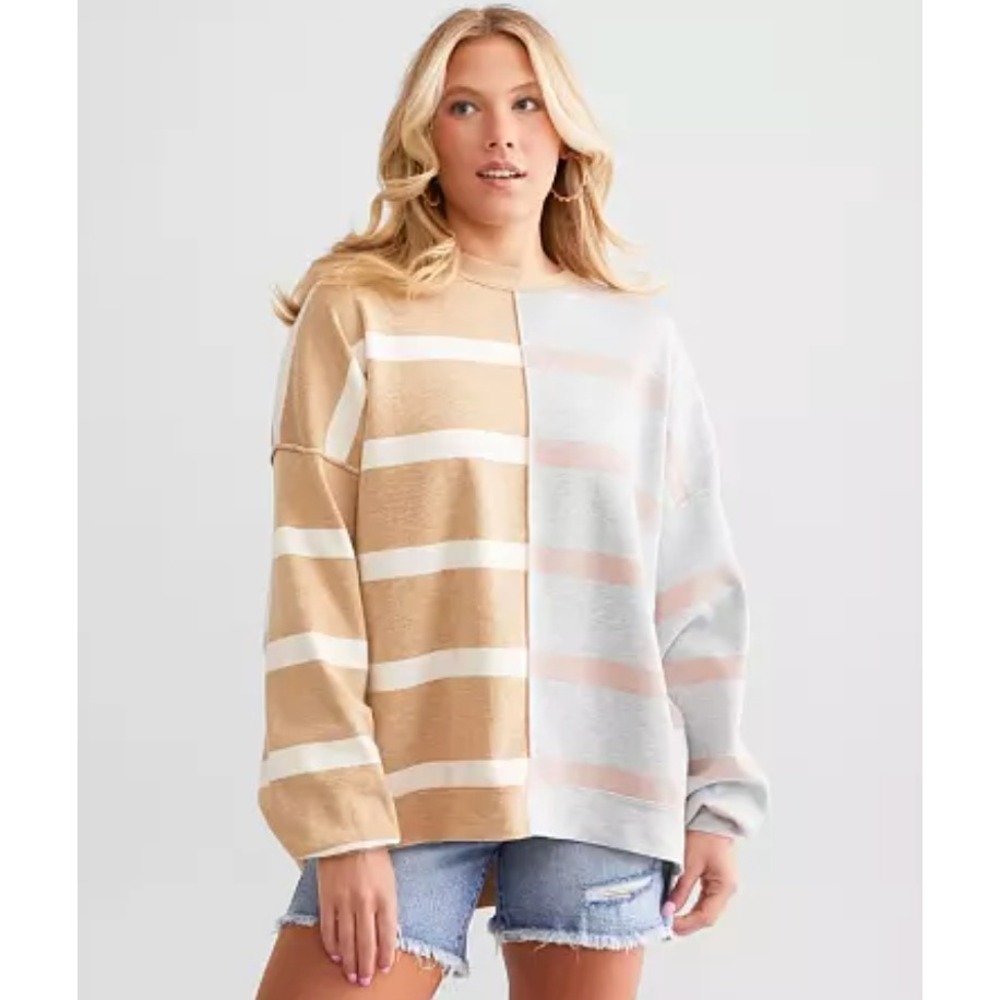 Free People Uptown Oversized Pullover Womens Small Striped